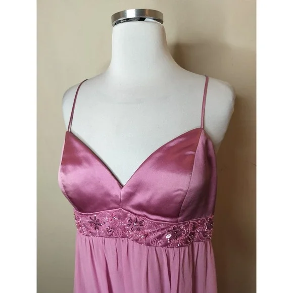 OC OC Silk Chiffon Beaded Dress Strappy Back Princess Y2K Fairy Whimsy Prom - Picture 4 of 16
